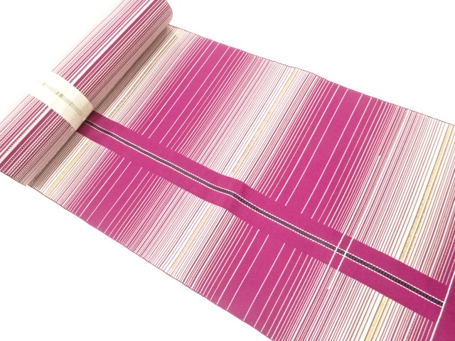 JAPANESE KIMONO / ANTIQUE BOLT FOR HASSUN OBI / WOVEN STRIPE